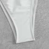 Women Solid Stretchy Rope Butterfly Decoration Sexy Lace-Up Swimsuit Two Pieces
