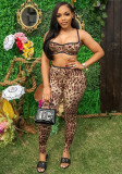 Women printed sexy suspender top and pants two-piece set