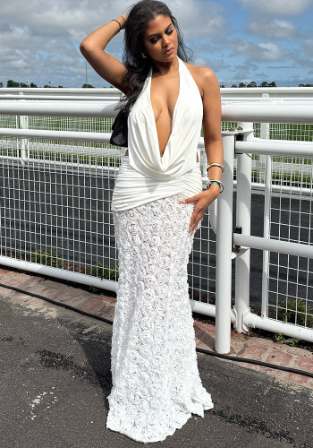 Women Sexy Backless Floral Suspender Dress