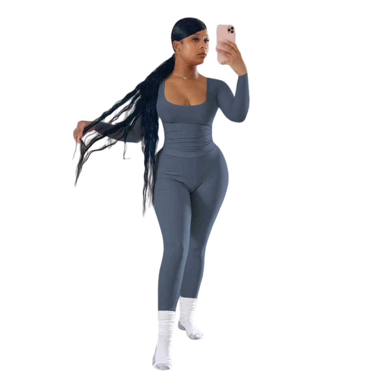 Women Casual Ribbed Solid Top and Pants Two-Piece Set