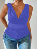 Women v-neck sleeveless hot sexy top T-shirt