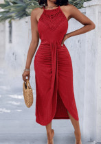 Women Spring and Summer Halter Neck Sleeveless Irregular Skirt Dress Women Spring and Summer Halter Neck Sleeveless Irregular Skirt Dress