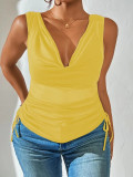 Women v-neck sleeveless hot sexy top T-shirt