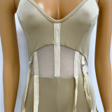 Women Mesh See-Through Sexy Suspender Jumpsuit