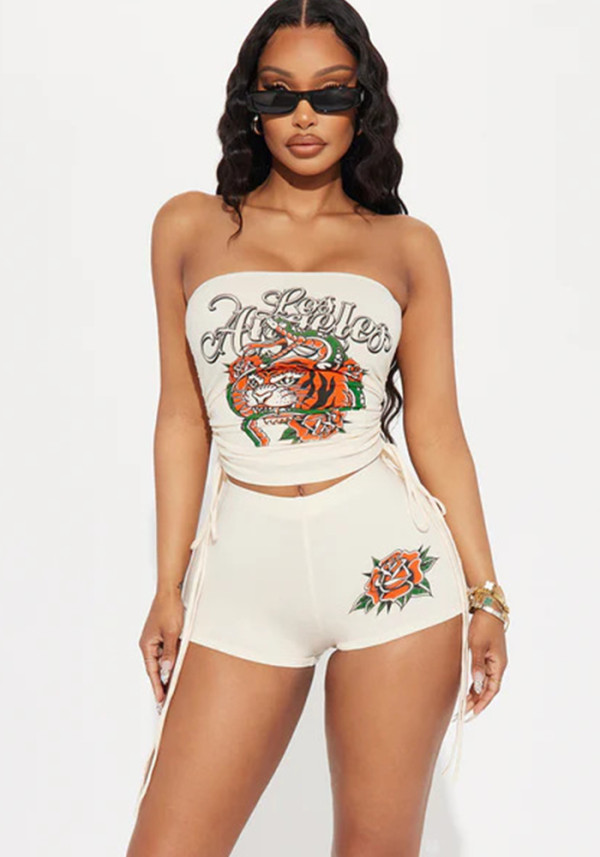 Women Print Top and Shorts Two-Piece Set