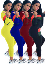 Women Sports Contrast Color Top and Pants Two-piece Set