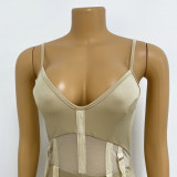 Women Mesh See-Through Sexy Suspender Jumpsuit