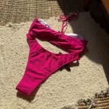 Women Solid Starfish Applique Embroidery Sexy Lace-Up Swimsuit Two Pieces