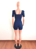 Women Sexy Style Chain Hollow Denim Jumpsuits