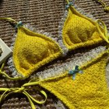 Women Contrast Color Bow Lace Lace Sexy Backless Two Pieces Swimsuit