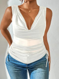 Women v-neck sleeveless hot sexy top T-shirt