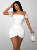 Women Asymmetrical Strapless Strapless Bodycon Dresses