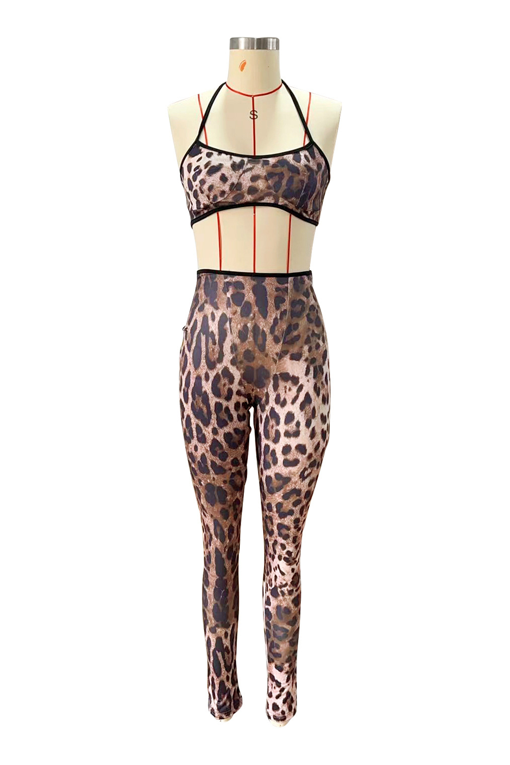 Women printed sexy suspender top and pants two-piece set