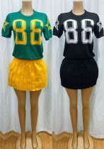 Women’s Casual Summer Knit Short-Sleeve T-shirt Pleated Skirt Two-Piece Set Women’s Casual Summer Knit Short-Sleeve T-shirt Pleated Skirt Two-Piece Set