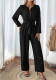 Women’s Casual Fashion Long Sleeve Zipper Belted Jumpsuit