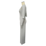 Women’s Fashion Ribbed High-Stretch Cape Top Sleeveless Jumpsuit Set