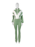 Women’s Casual Sportswear Color Block Slim Waist Two-Piece Jogger Set