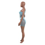 Women’s Spring Summer Mesh Patchwork Sleeveless Short Jumpsuit