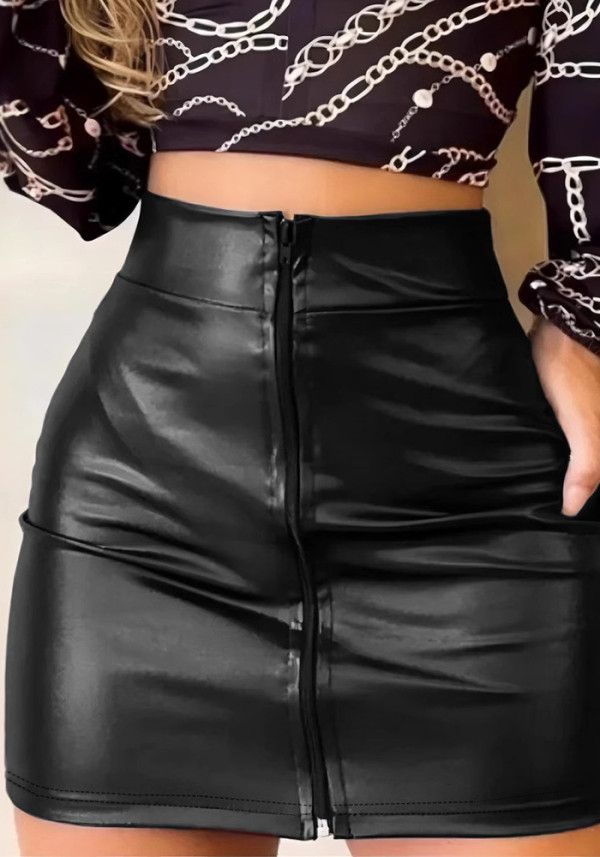 Women’s Sexy PU Leather Mini Skirt