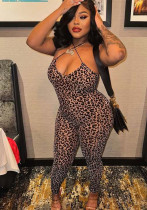 Women’s Sexy Leopard Print Straps Low-Cut Slim Jumpsuit Women’s Sexy Leopard Print Straps Low-Cut Slim Jumpsuit
