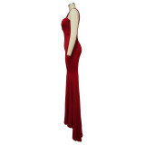 Women’s Spring Summer Fashion Strap Slit Slim Maxi Dress