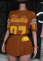 Women’s Summer Fashion Casual Short-Sleeve Knitted pleated Skirt Two-Piece Set Women’s Summer Fashion Casual Short-Sleeve Knitted pleated Skirt Two-Piece Set