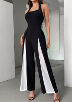 Women’s Sexy Fashion Strap Low-Back Color Block Jumpsuit Women’s Sexy Fashion Strap Low-Back Color Block Jumpsuit