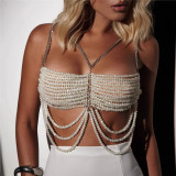 Women’s Fashion Body Chain Beaded Bra Halter Vest