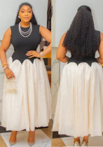 Women’s Spring Summer Fashion French Chic Colorblock Irregular Dress