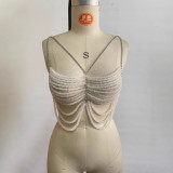 Women’s Fashion Body Chain Beaded Bra Halter Vest