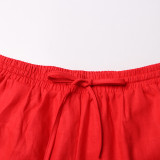 Women Turndown Collar long sleeve solid shirt Top and Casual shorts two-piece set