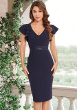 Women sexy gray party bridesmaid evening dress