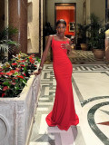 Women Suspender Off Shoulder Sexy Backless Maxi Dress