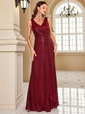Women Long Sleeve V-neck Formal Party Fishtail Evening dresses
