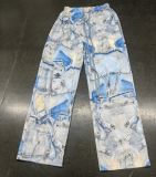 Women’s Casual Summer Fashion Elastic Waist Drawstring Straight Pants