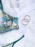 Women Lace Embroidery Mesh See-Through Bikini Sexy Underwear Two-piece Set