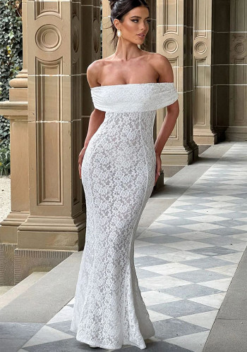 Women sexy floral lace Backless dress