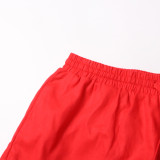 Women Turndown Collar long sleeve solid shirt Top and Casual shorts two-piece set