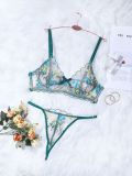 Women Lace Embroidery Mesh See-Through Bikini Sexy Underwear Two-piece Set