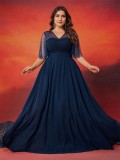 Women Beaded Lace Patchwork Chiffon Short Sleeve V Neck Elegant Dinner Ball Evening Dress