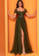 Women Chiffon green slit fishtail bridesmaid Formal Party Evening Dress