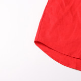 Women Turndown Collar long sleeve solid shirt Top and Casual shorts two-piece set