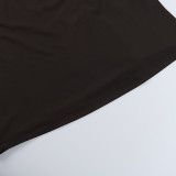 Women summer backless halter neck mesh see-through dress