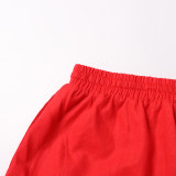 Women Turndown Collar long sleeve solid shirt Top and Casual shorts two-piece set