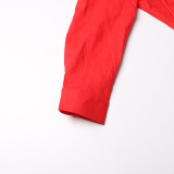 Women Turndown Collar long sleeve solid shirt Top and Casual shorts two-piece set