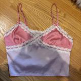 Women summer sexy ribbon patchwork V neck contrast patchwork suspender top