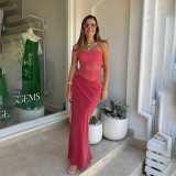 Women summer backless halter neck mesh see-through dress