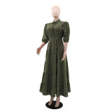 Polka Dot Casual Summer Short Sleeve Long Dress