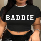 Sexy Summer Fashion Slim Fit Printed Crop Tee