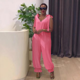 Casual Lace-Up strap Loose-Leg Jumpsuit